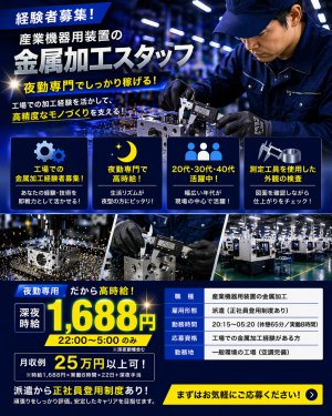 夜勤専門の部品加工機オペレーター